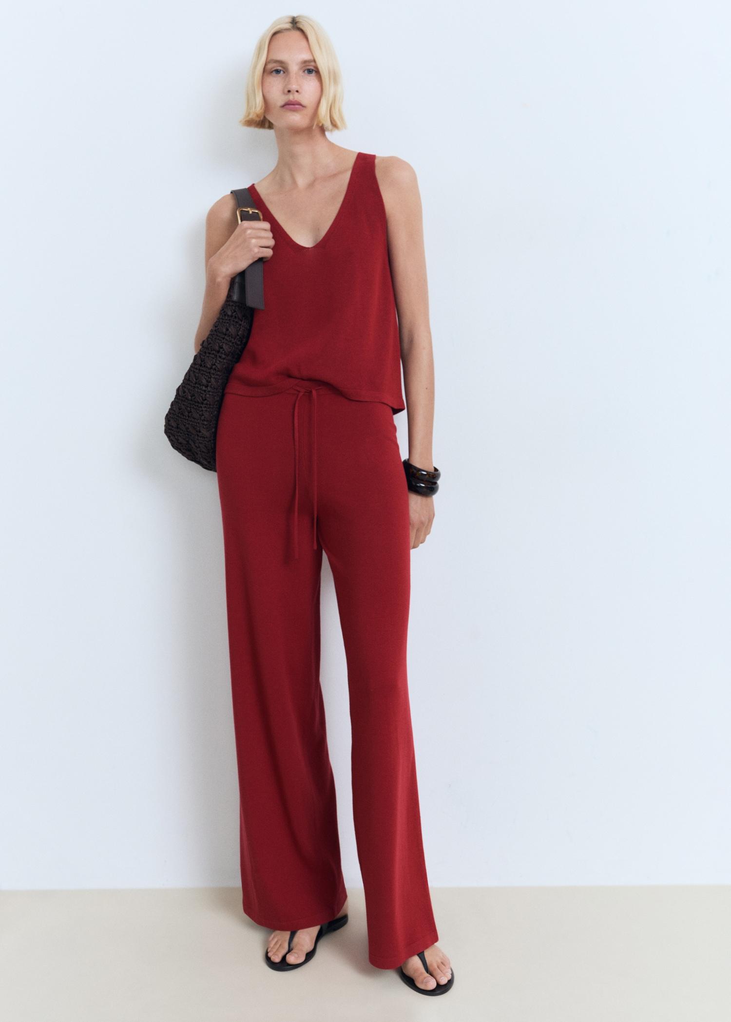 Straight knitted pants - Women | MANGO USA Product Image