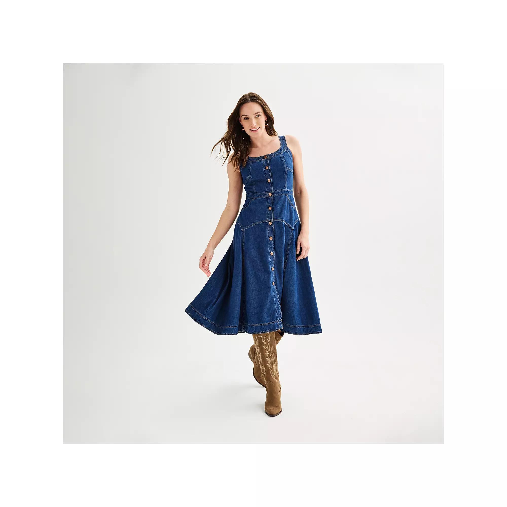 Women's Sonoma Goods For Life® Denim Tank Dress, Size: 6 Regular, Dark Blue Product Image