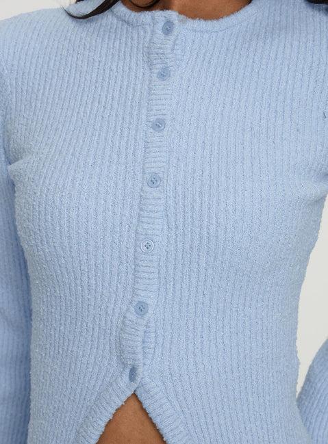 Suzu Long Sleeve Knit Top Blue Product Image