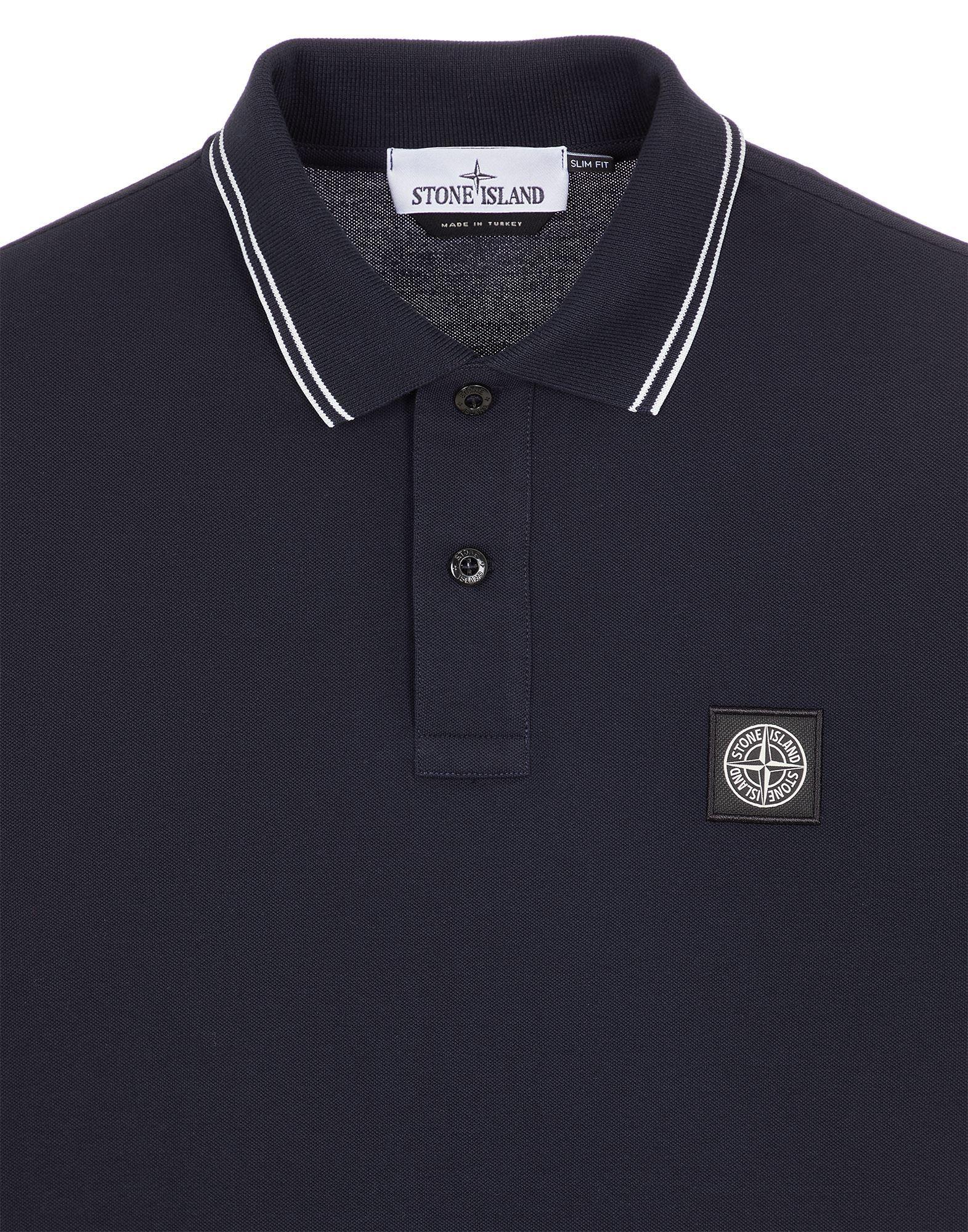 STONE ISLAND Mens Black Brand-patch Regular-fit Stretch-cotton Polo Shirt Xl Product Image