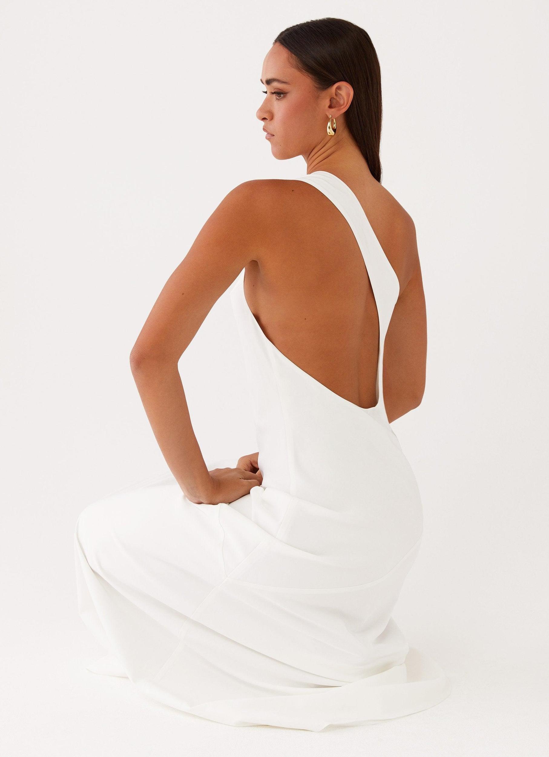 Oaklyn One Shoulder Maxi Dress - Ivory Girls Product Image