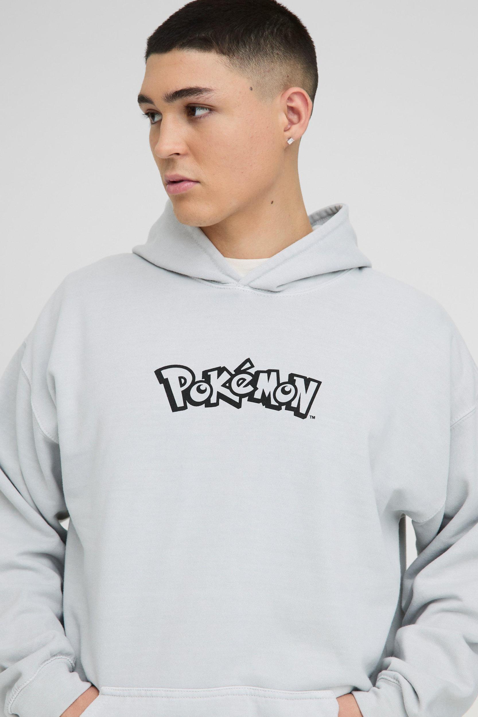 Oversized Pokemon Onix License Wash Print Hoodie | boohooMAN USA Product Image