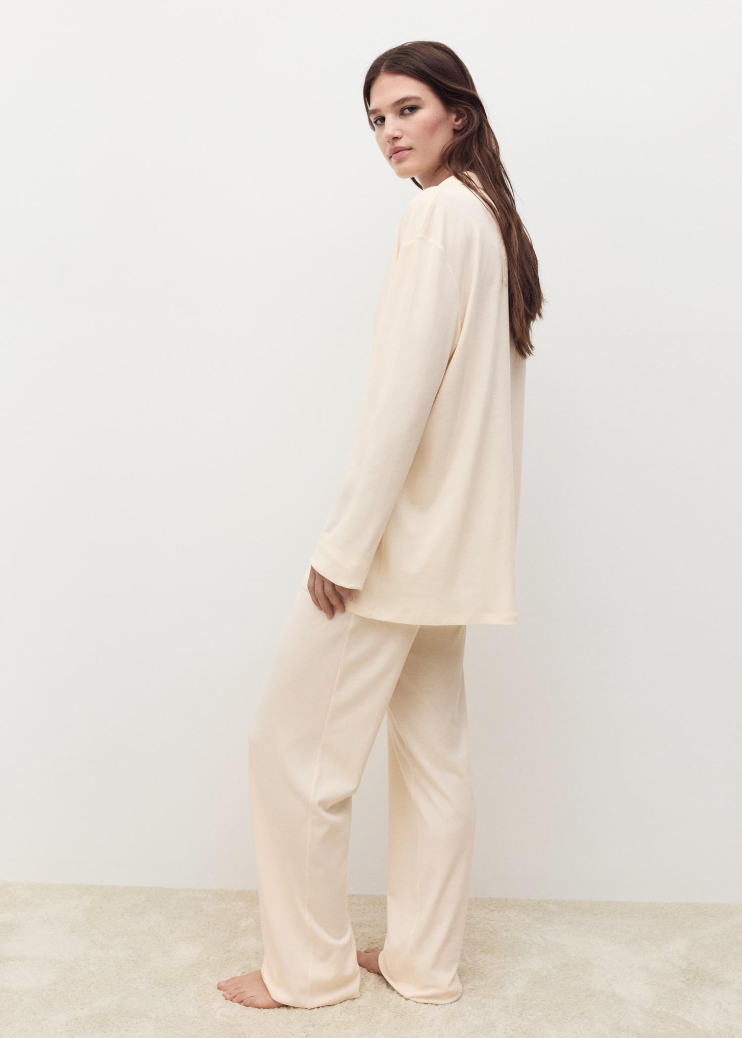 Plain cotton pajama shirt - Women | MANGO USA Product Image