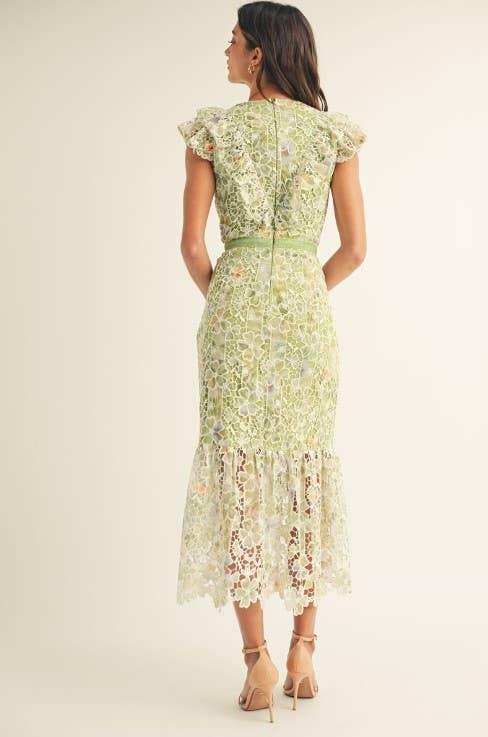 Crochet Lace Sleeveless Midi Dress Product Image