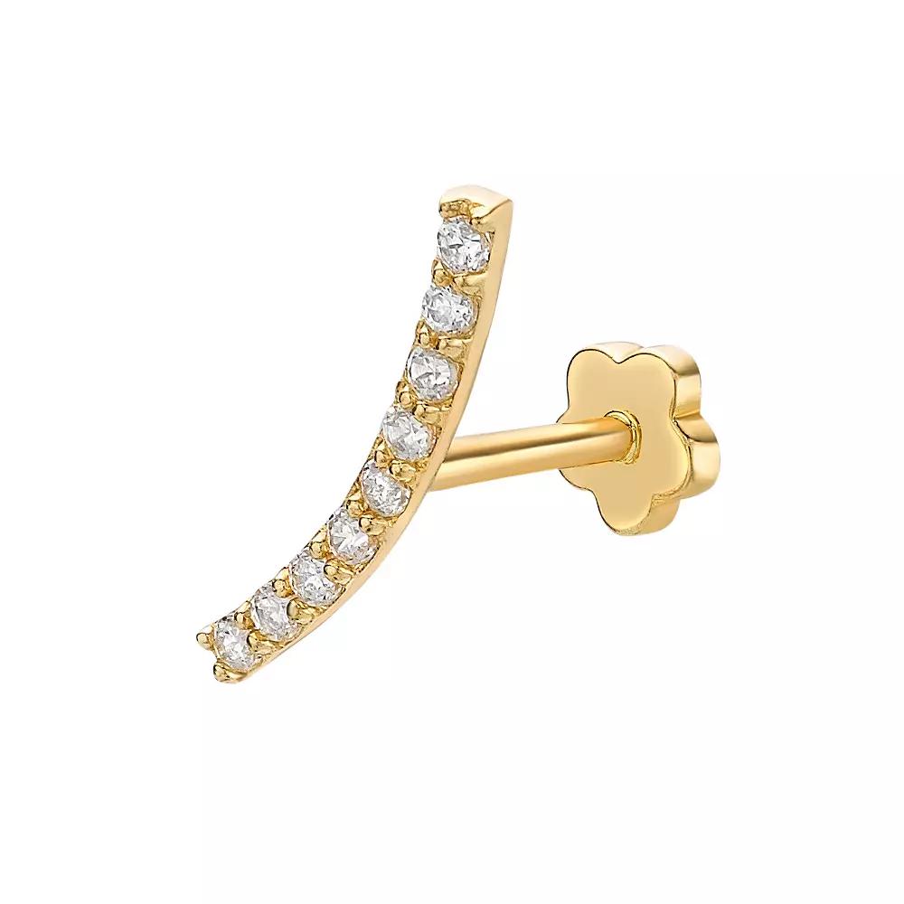 Lila Moon 14k Gold Cubic Zirconia Curved Bar Cartilage Earring, Women's Product Image