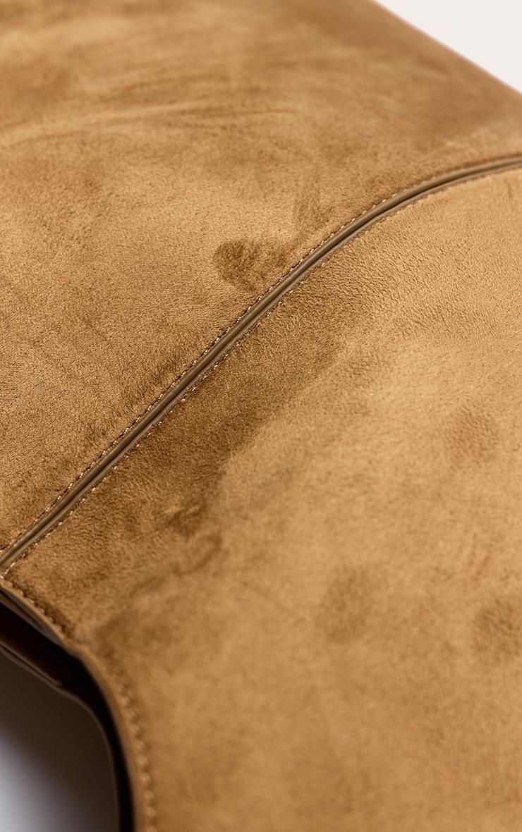  Tan Faux Suede Circle Handle Shoulder Bag Product Image