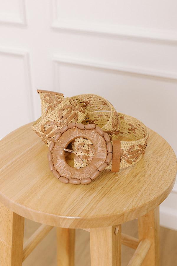 Coastal Cruise Raffia Woven Belt in Brown Product Image