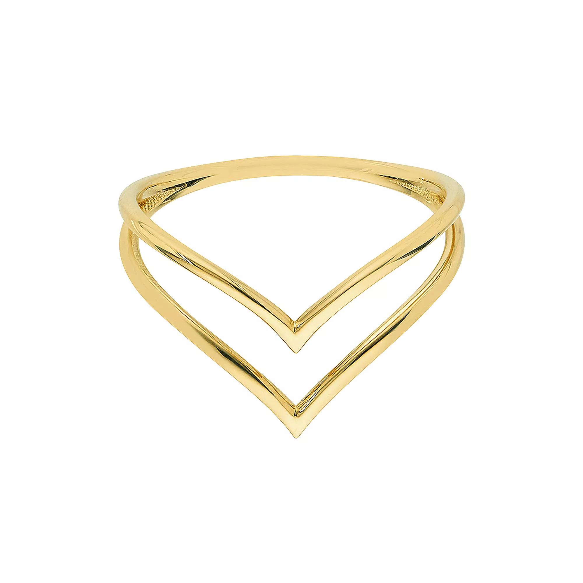 14k Gold Double Chevron Ring, Women's, Size: 6 Product Image
