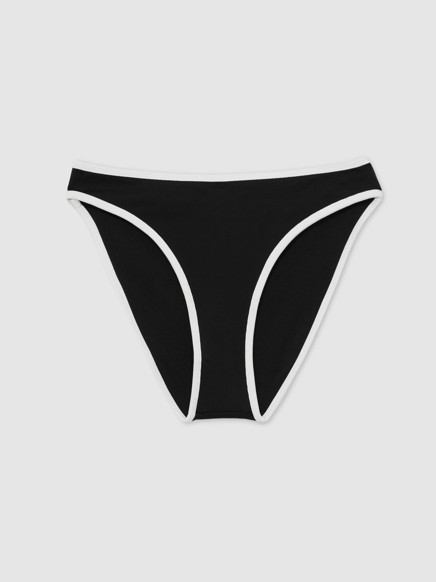 Good American Contrast-Trim Bikini Bottoms in Black Product Image