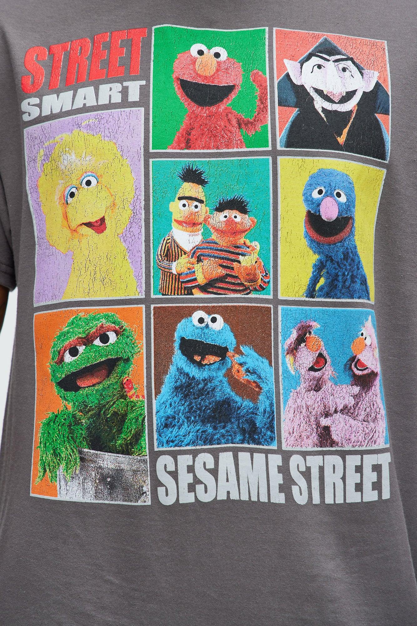 Street Smart Sesame Street Oversized Short Sleeve Tee - Charcoal Product Image
