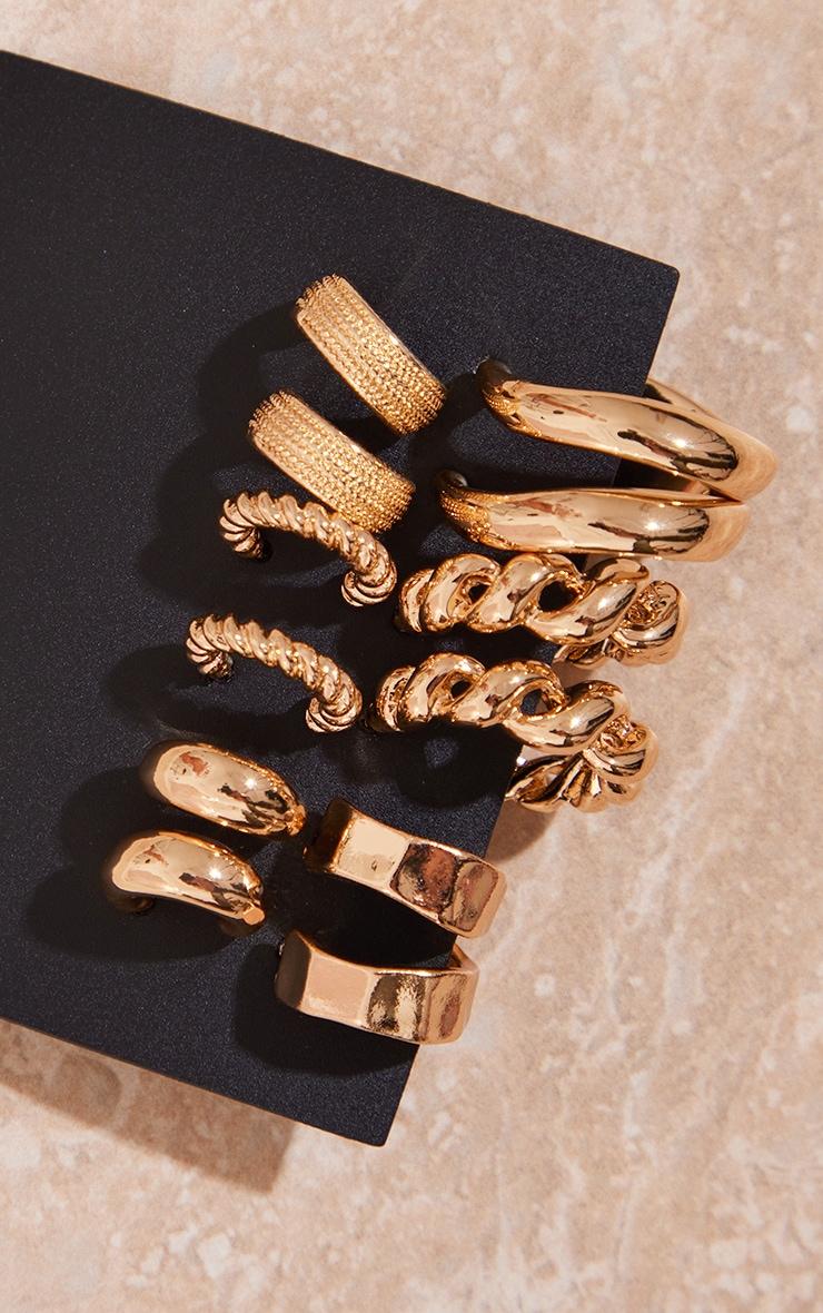 Gold Assorted Textured Small Multipack Hoop Earrings Product Image