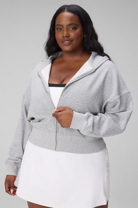Year Round Terry Cropped Full-Zip Hoodie Product Image