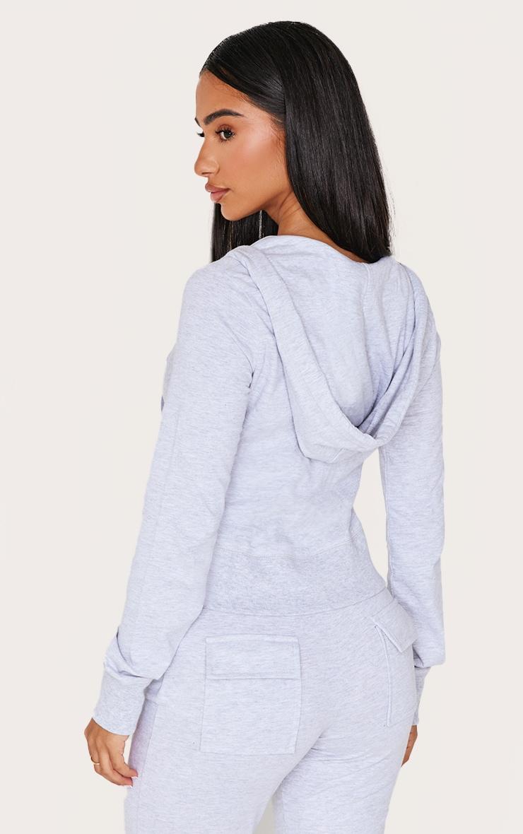 Petite Grey Marl Zip Up Fitted Track Top Product Image