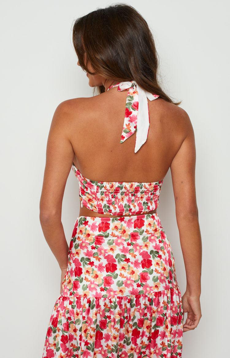 Juniper White Floral Halter Top Product Image
