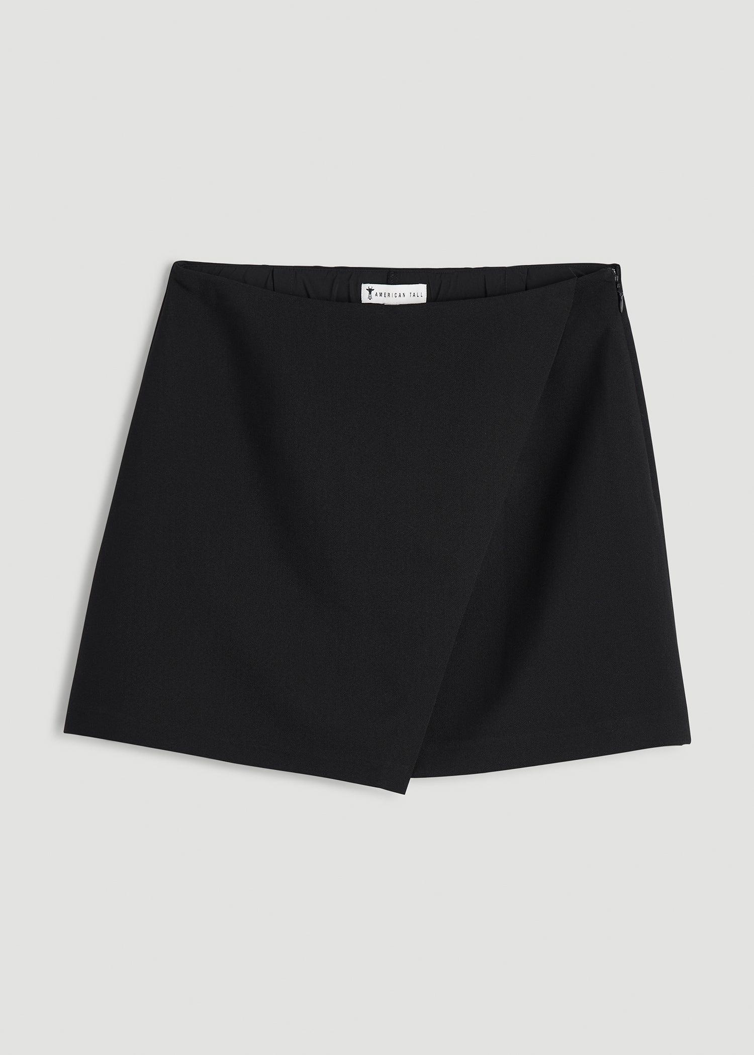 Wrap Mini Skort for Tall Women in Black Female Product Image