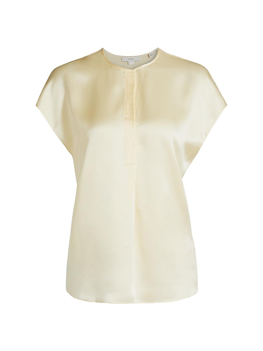 Womens Silk Cap-Sleeve Blouse Product Image