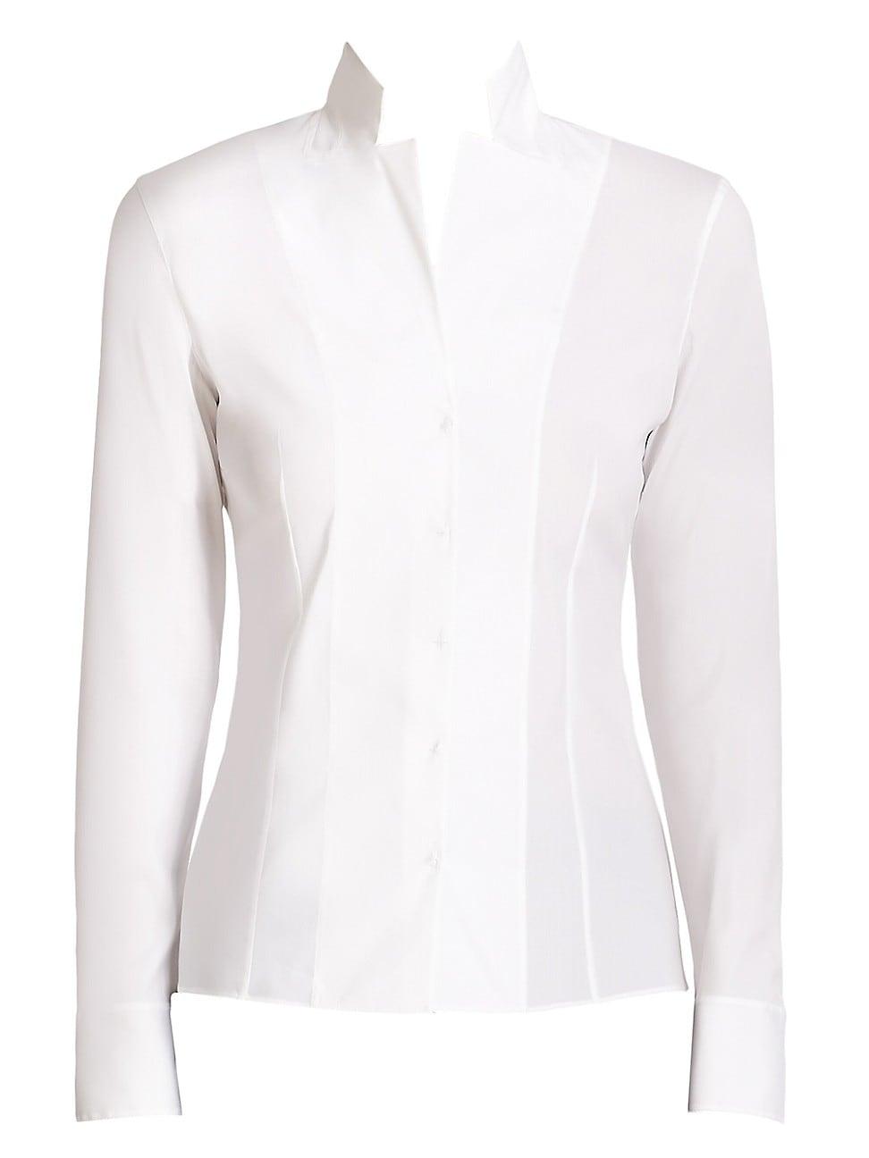 Womens Stretch-Poplin Revers Collar Blouse Product Image