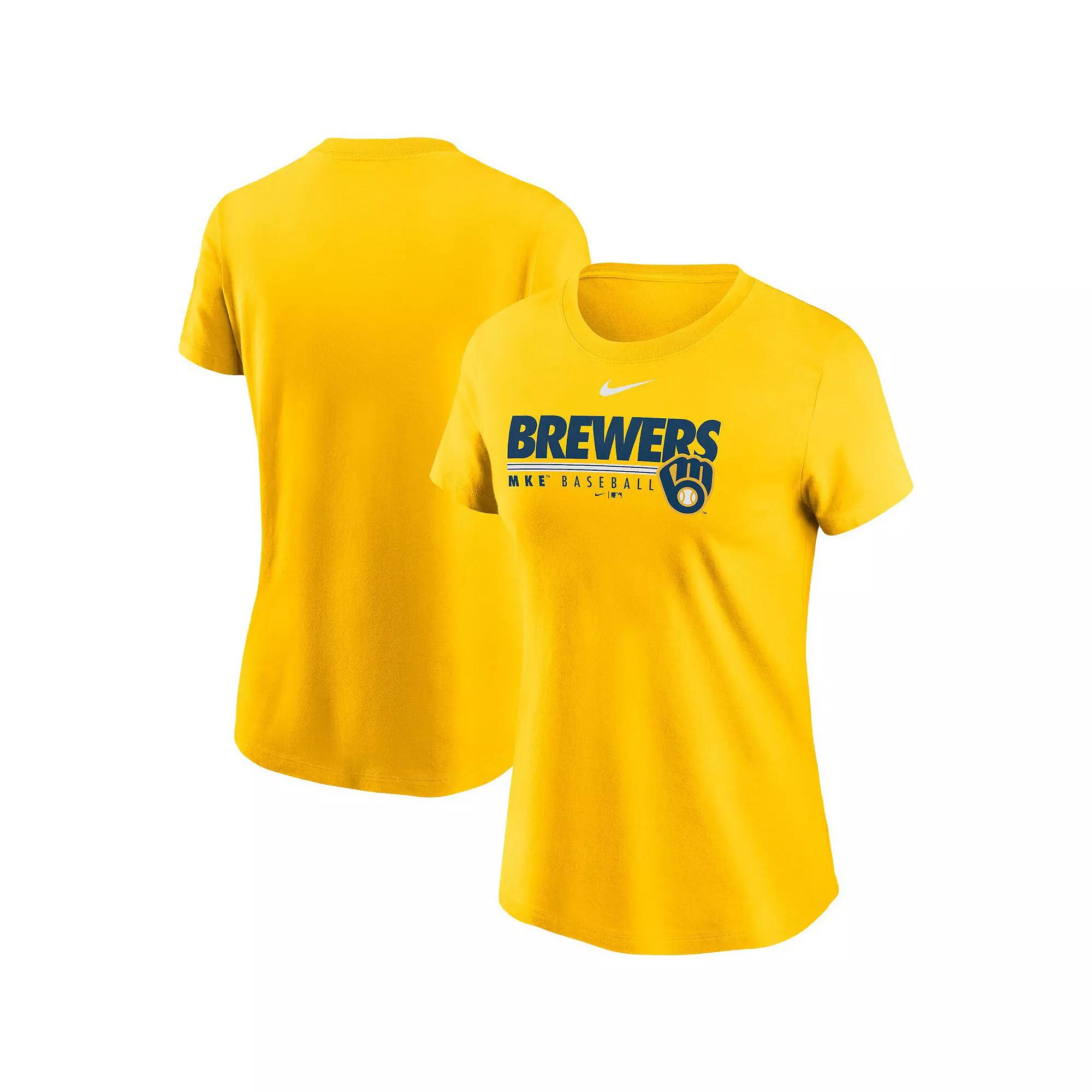 Women's Nike Gold Milwaukee Brewers Baseball T-Shirt, Size: Small Product Image
