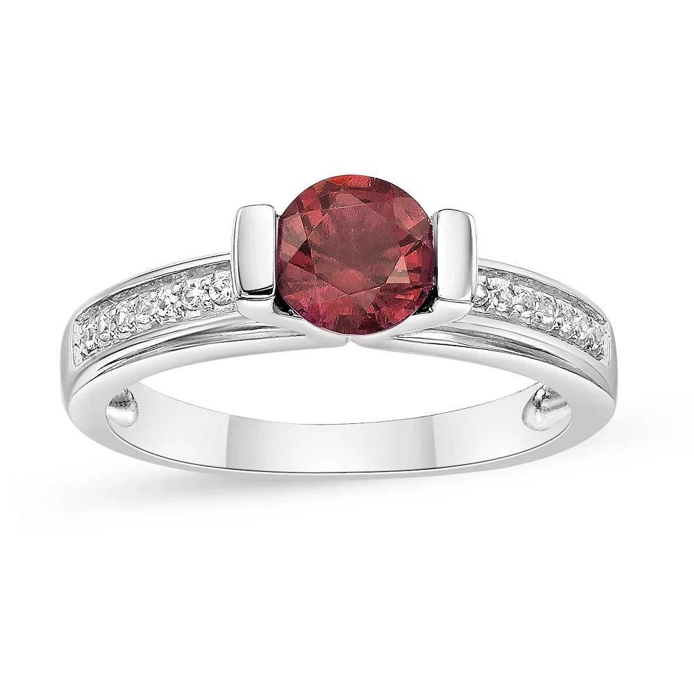 Gemminded Sterling Silver Lab-Created Gemstone & Lab-Created White Sapphire Ring, Women's, Size: 8, Sterling Cr Red Product Image