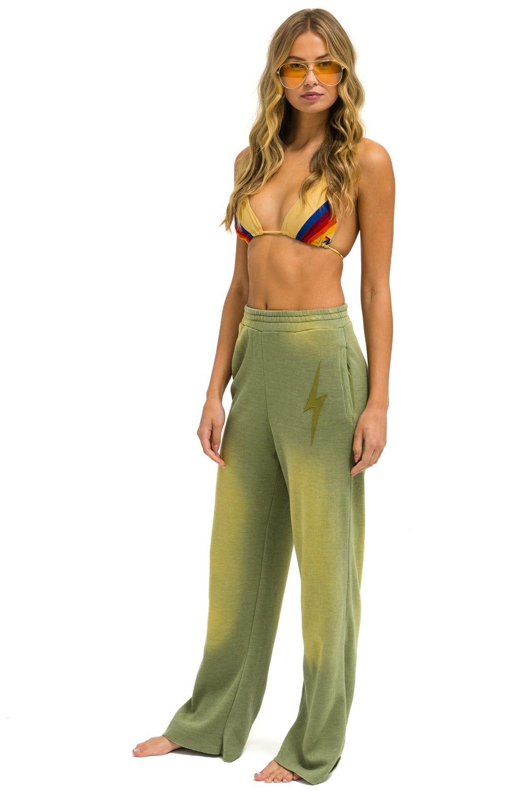 BOLT STITCH WIDE LEG POCKET SWEATPANTS - FADED ARMY Female Product Image