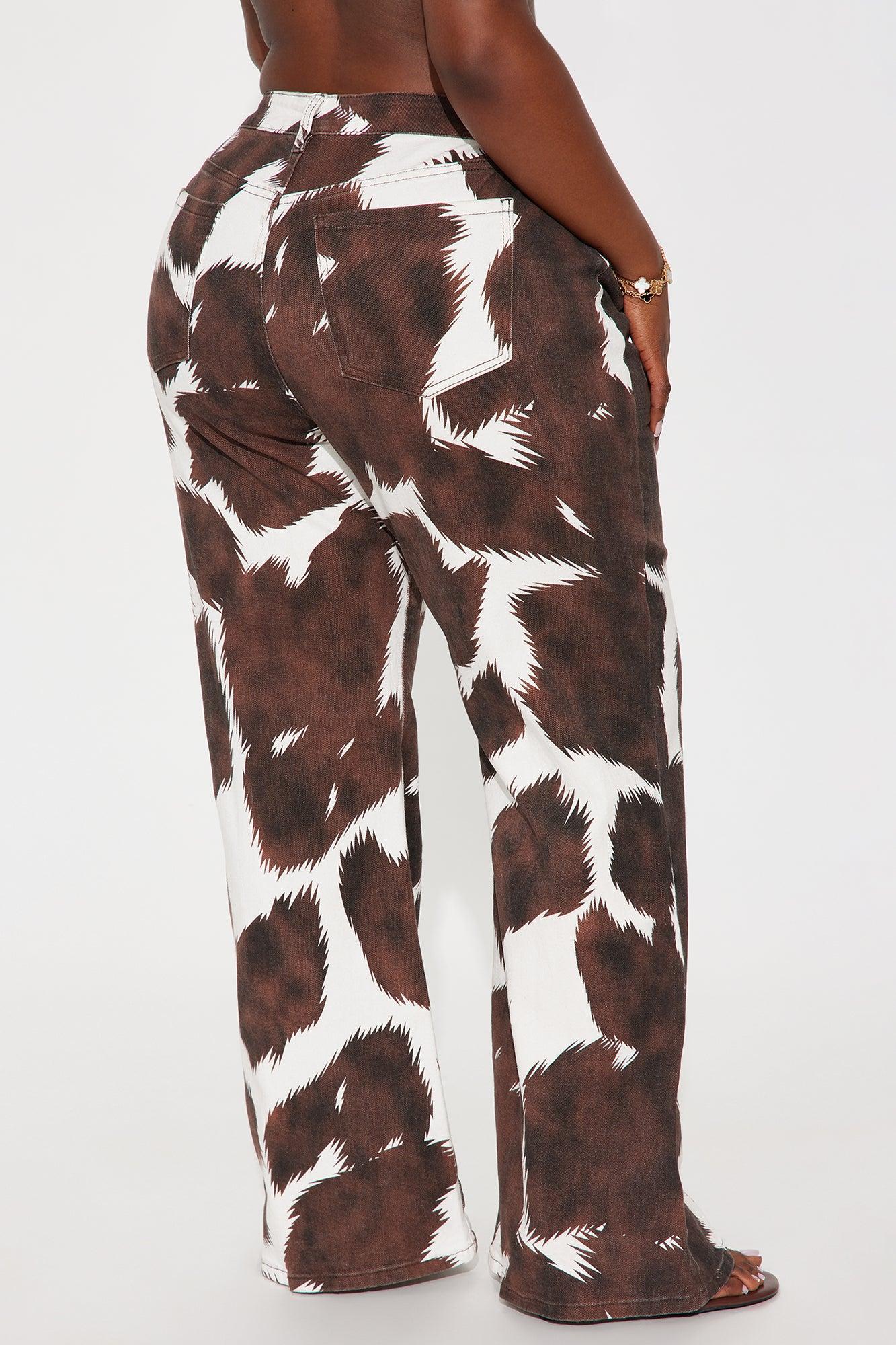 Horsing Around Printed Flare Jeans - Brown/combo Female Product Image