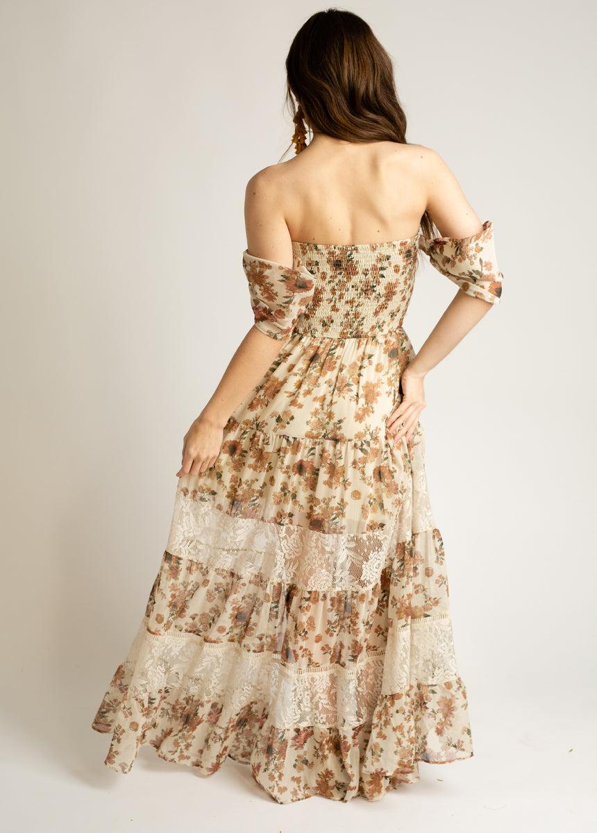 Sirena Dress in Sand Floral Female Product Image