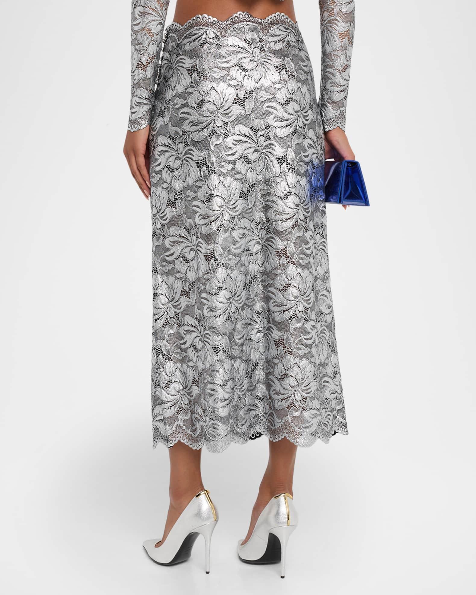 Foiled Lace Midi Skirt Product Image