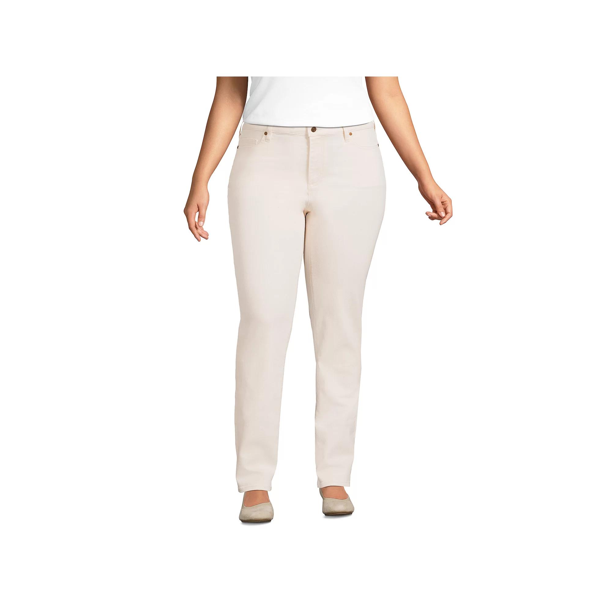 Plus Size Lands' End Recycled Mid-Rise Straight Leg Jeans, Women's, Size: 22WX30, Natural Product Image