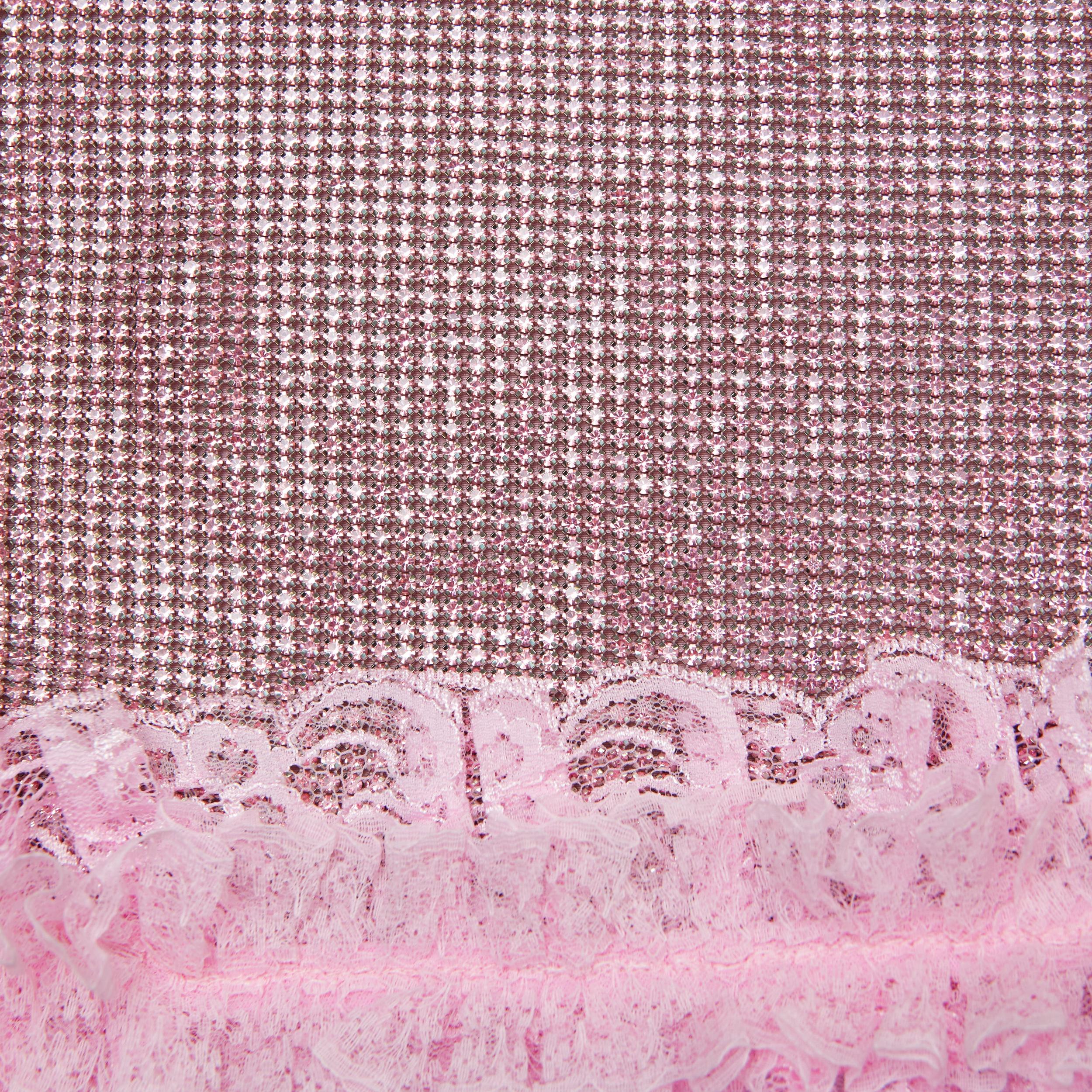 Pink Crystal Chainmail Mini Skirt Product Image