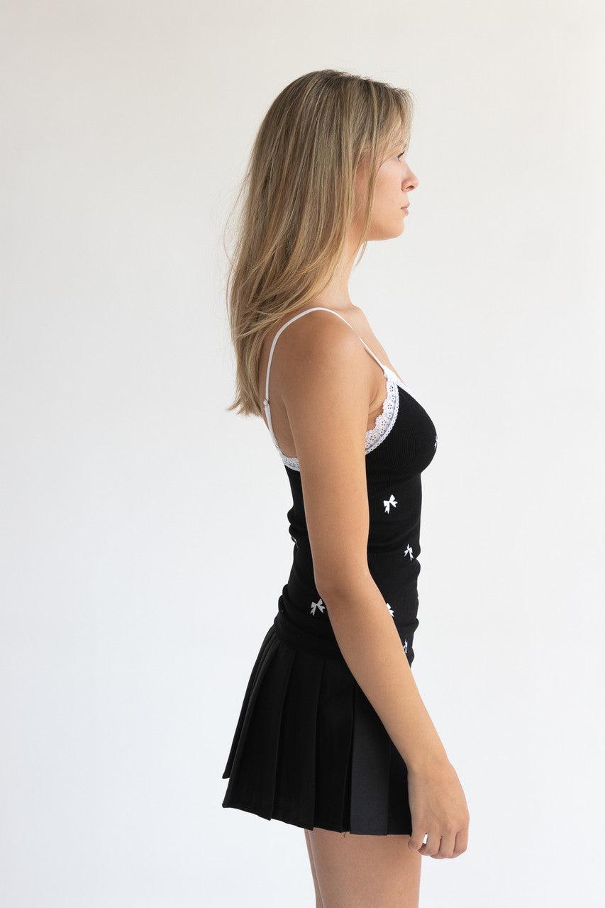 Lace Trim Embroidered Bow Cami Product Image