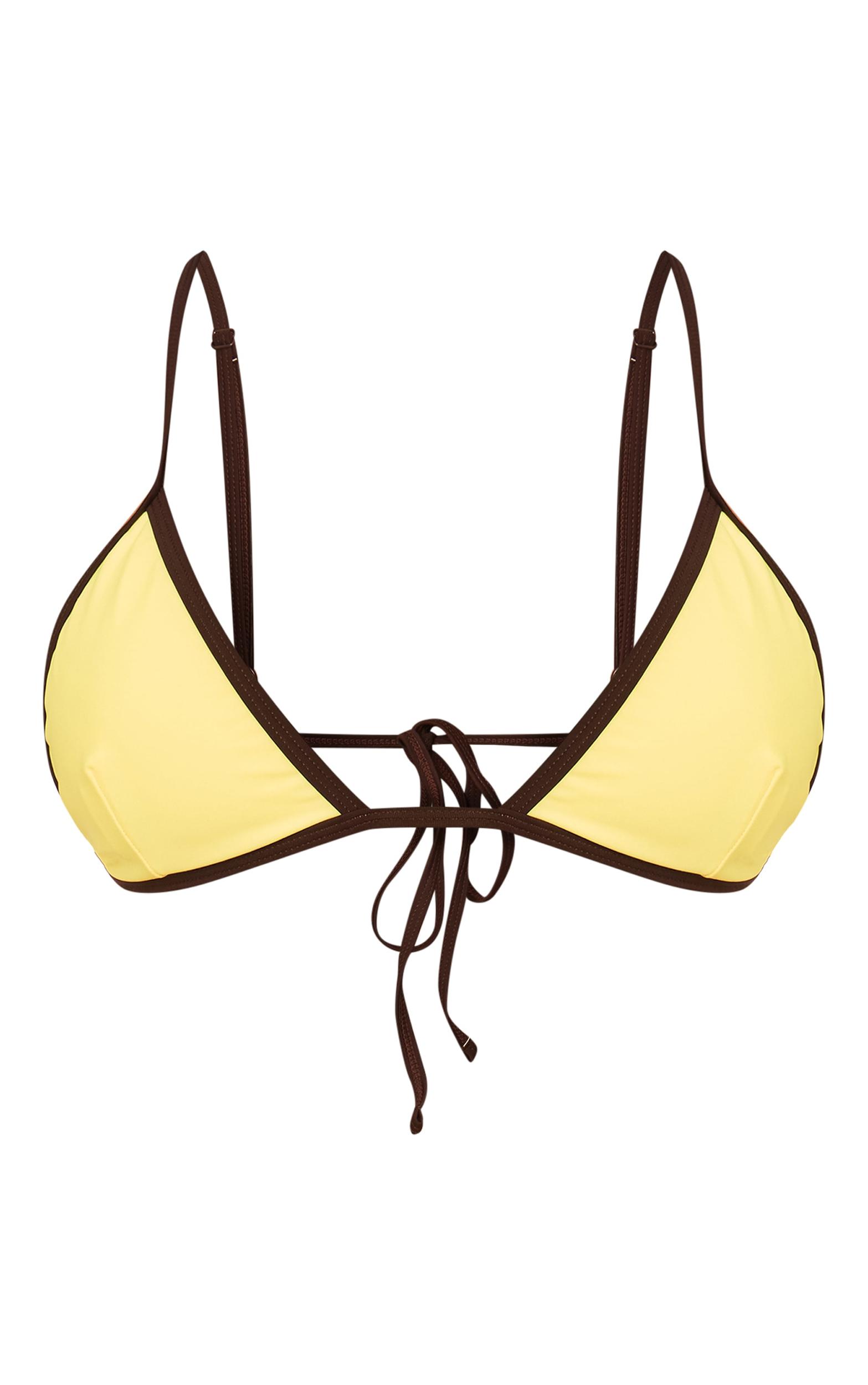  Yellow Triangle Contrast Binding Bikini Top Product Image