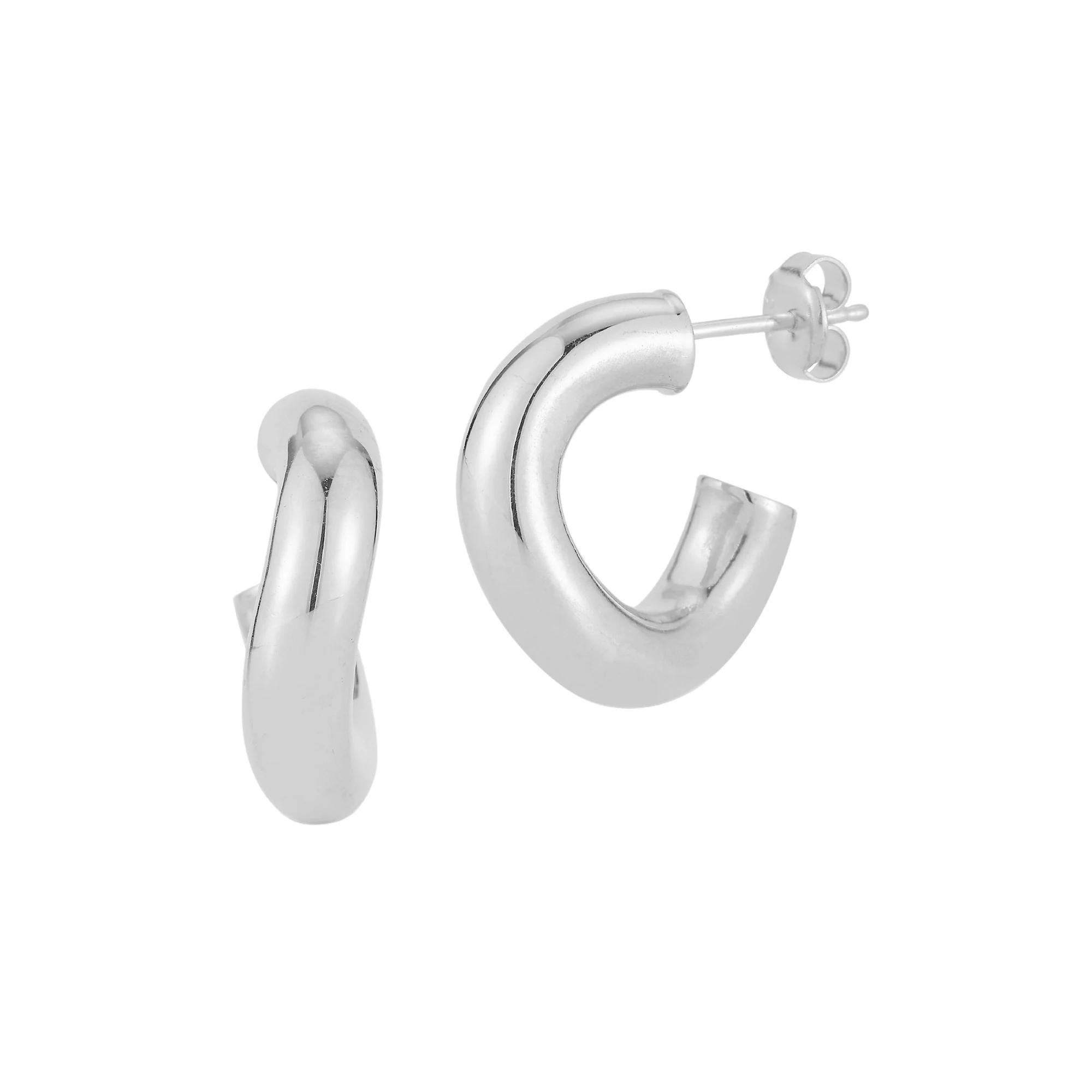 Sunkissed Sterling 14k Gold Over Silver Small Wave Tube Hoop Earrings, Women's, Silver Tone Product Image