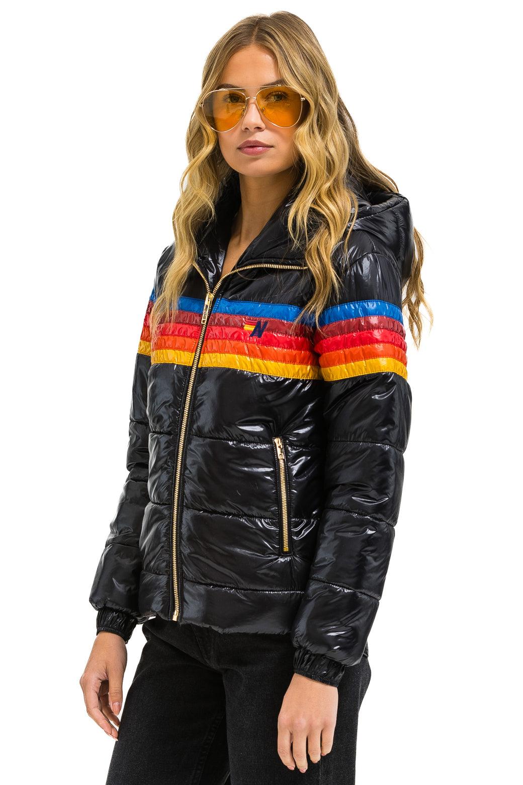 5 STRIPE TREKKER JACKET - GLOSSY BLACK Female Product Image