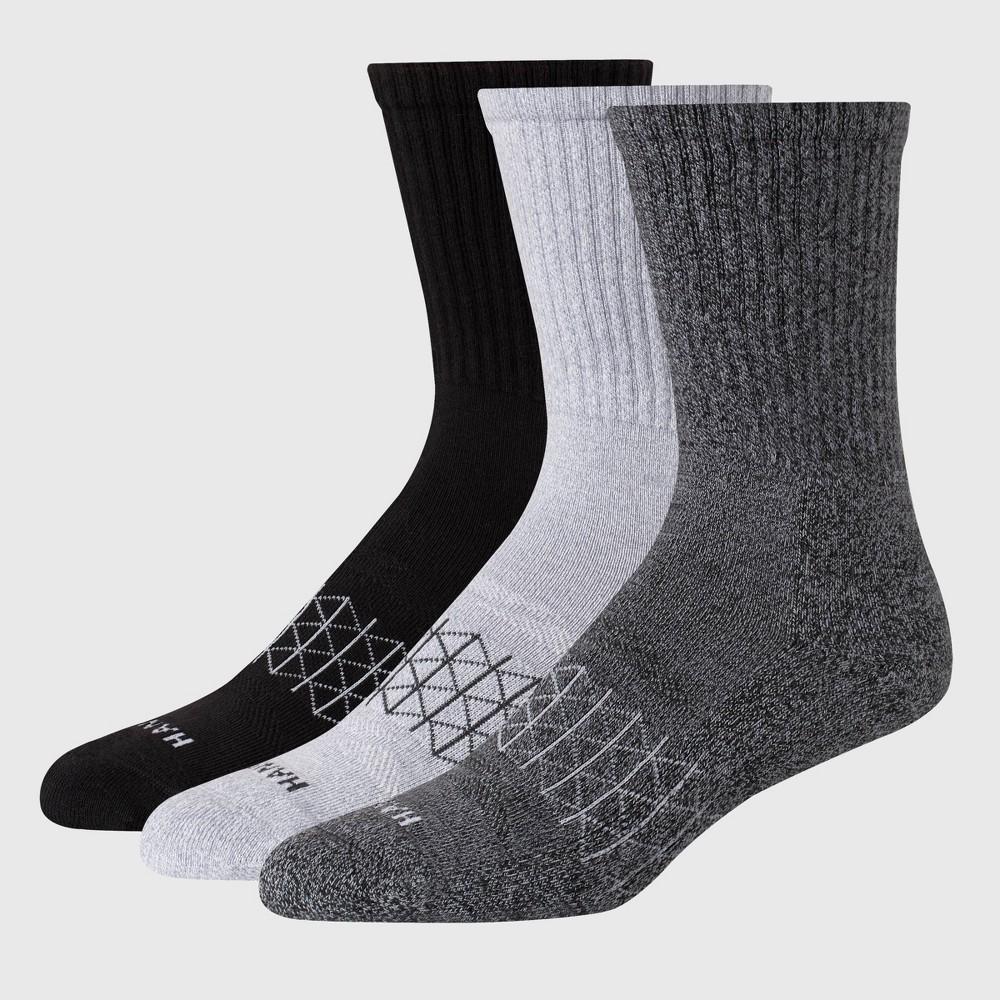 Hanes Men's 3pk Absolute Active Cushioned Crew Socks - White/Black 6-12: Arch Support, Seamless Toe Product Image