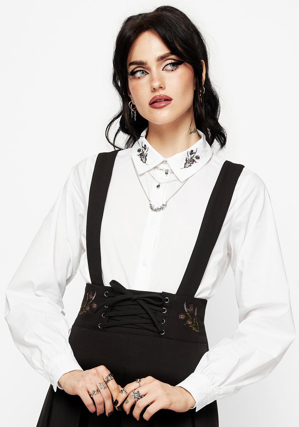 Despair Cotton Thistle Embroidered Button Up Shirt Product Image