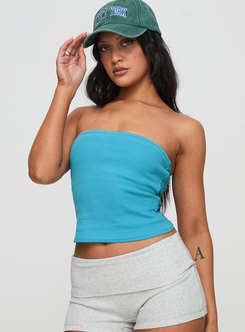 Baseline Strapless Rib Top Blue Product Image