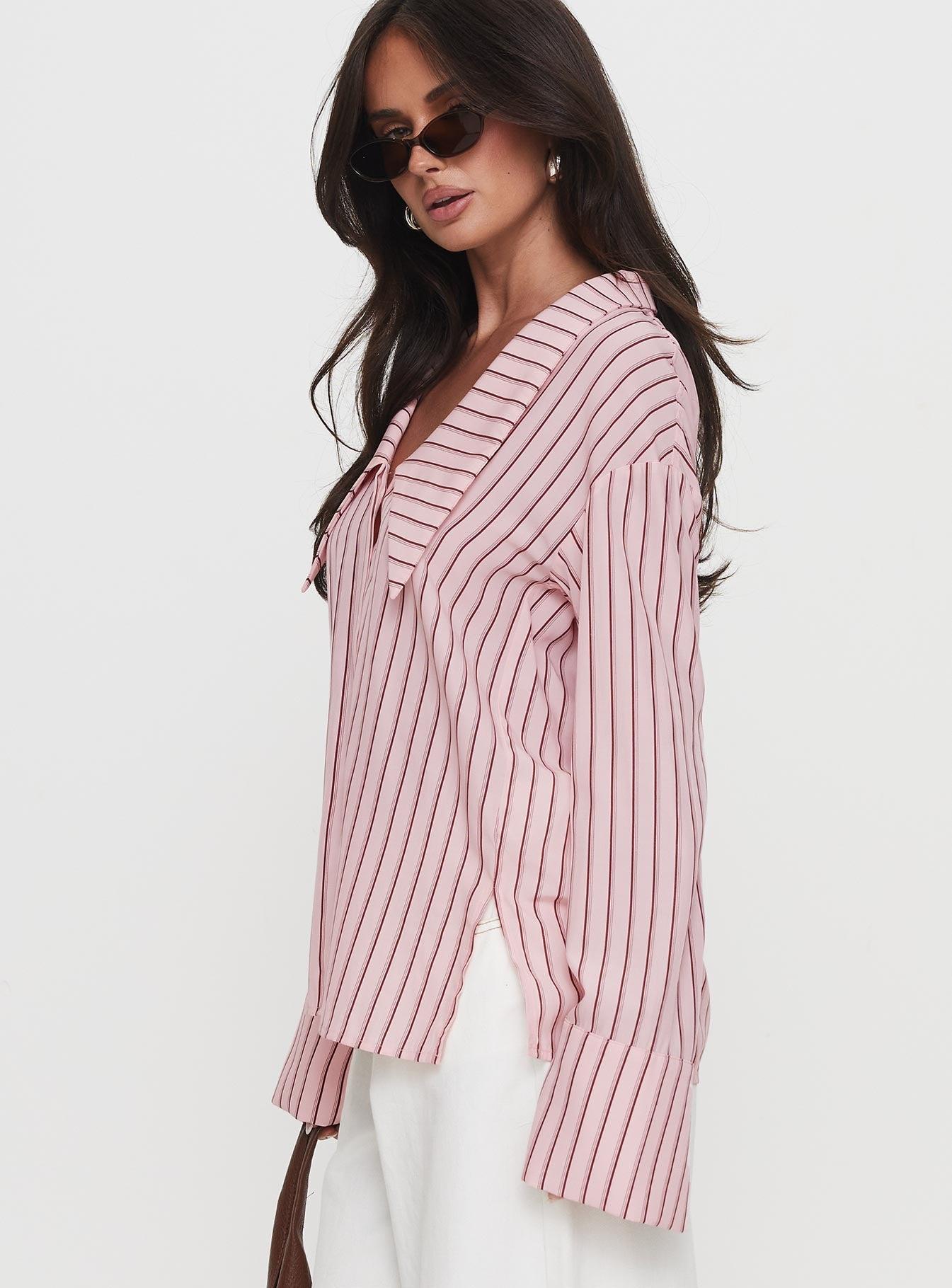 Calistoga Deep Collar Shirt Pink Stripe Product Image