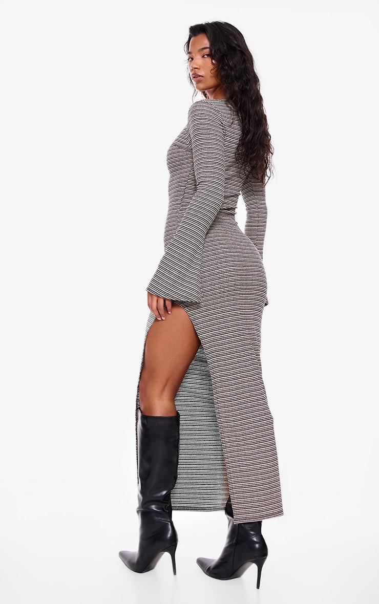 Monochrome Textured Flared Sleeve Maxi Dress Product Image