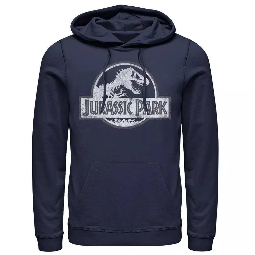 Men's Jurassic Park White Distressed Circle Logo Pullover Hoodie,  Product Image