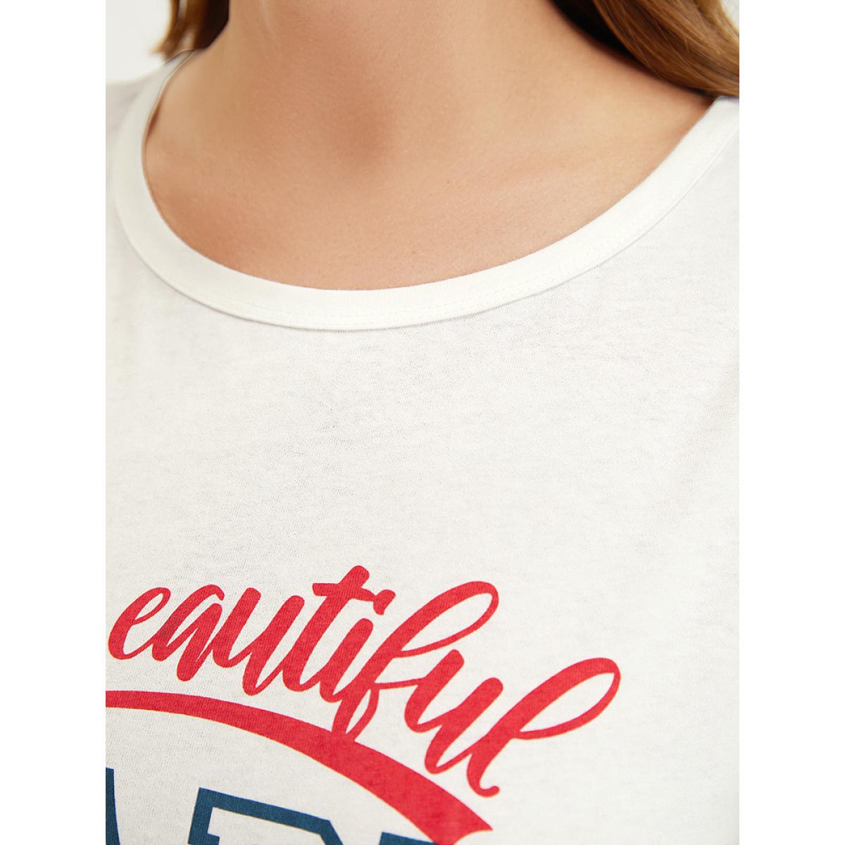 Plus Size Letter Print Crew Neck Graphic Tank Top Women White Casual Printed Dailywear Tank Tops Camis BloomChic 22-24/3X Product Image