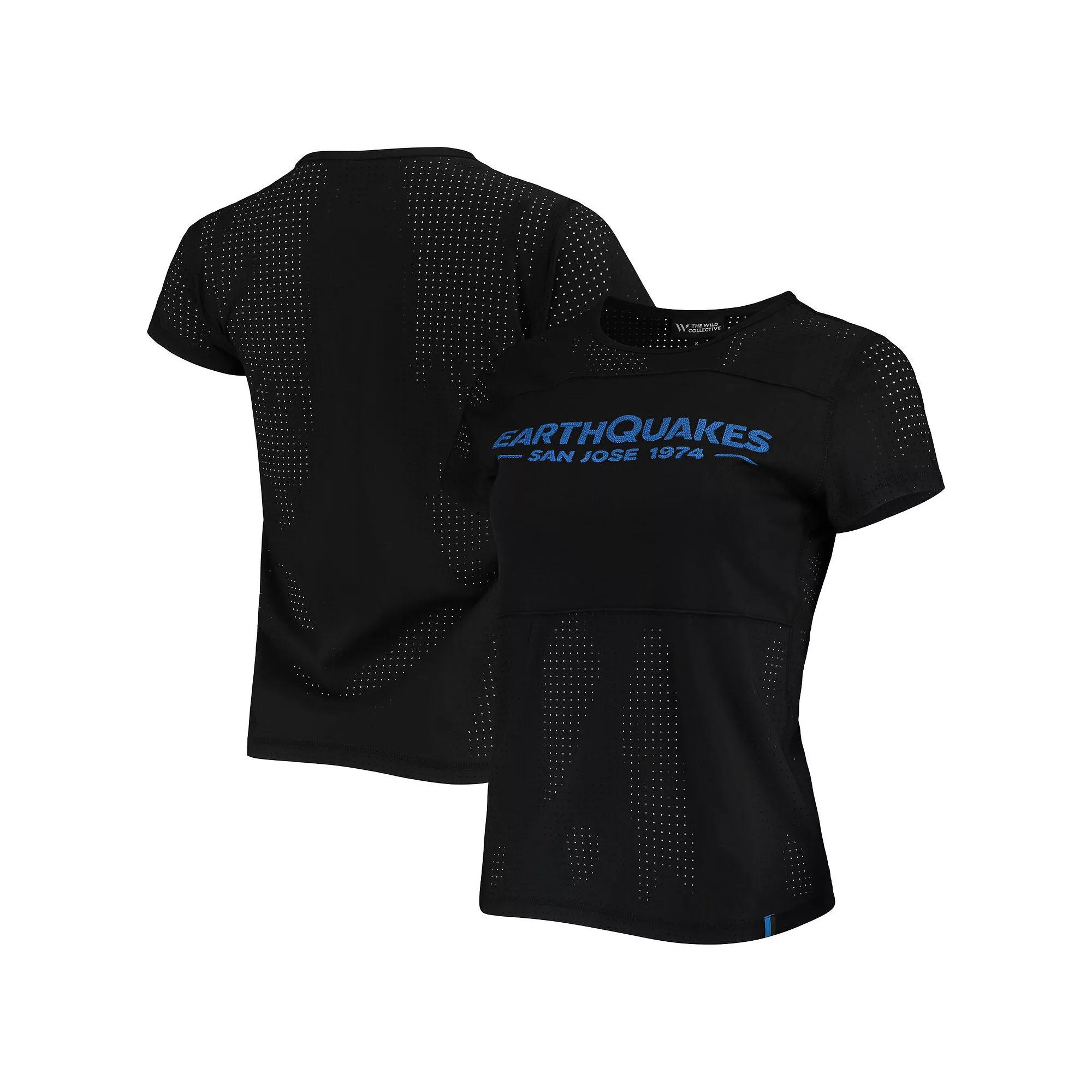 Women's The Wild Collective Black San Jose Earthquakes Mesh T-Shirt, Size: Medium, Sje Black Product Image