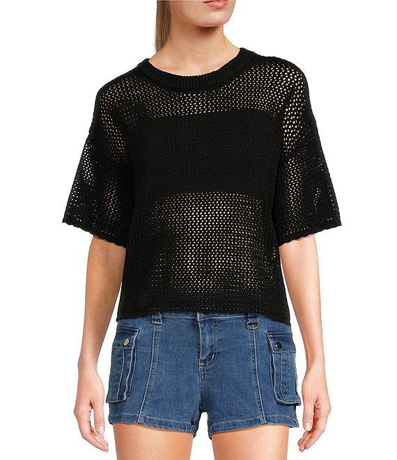 Double Zero Short Sleeve Open Knit Top Product Image