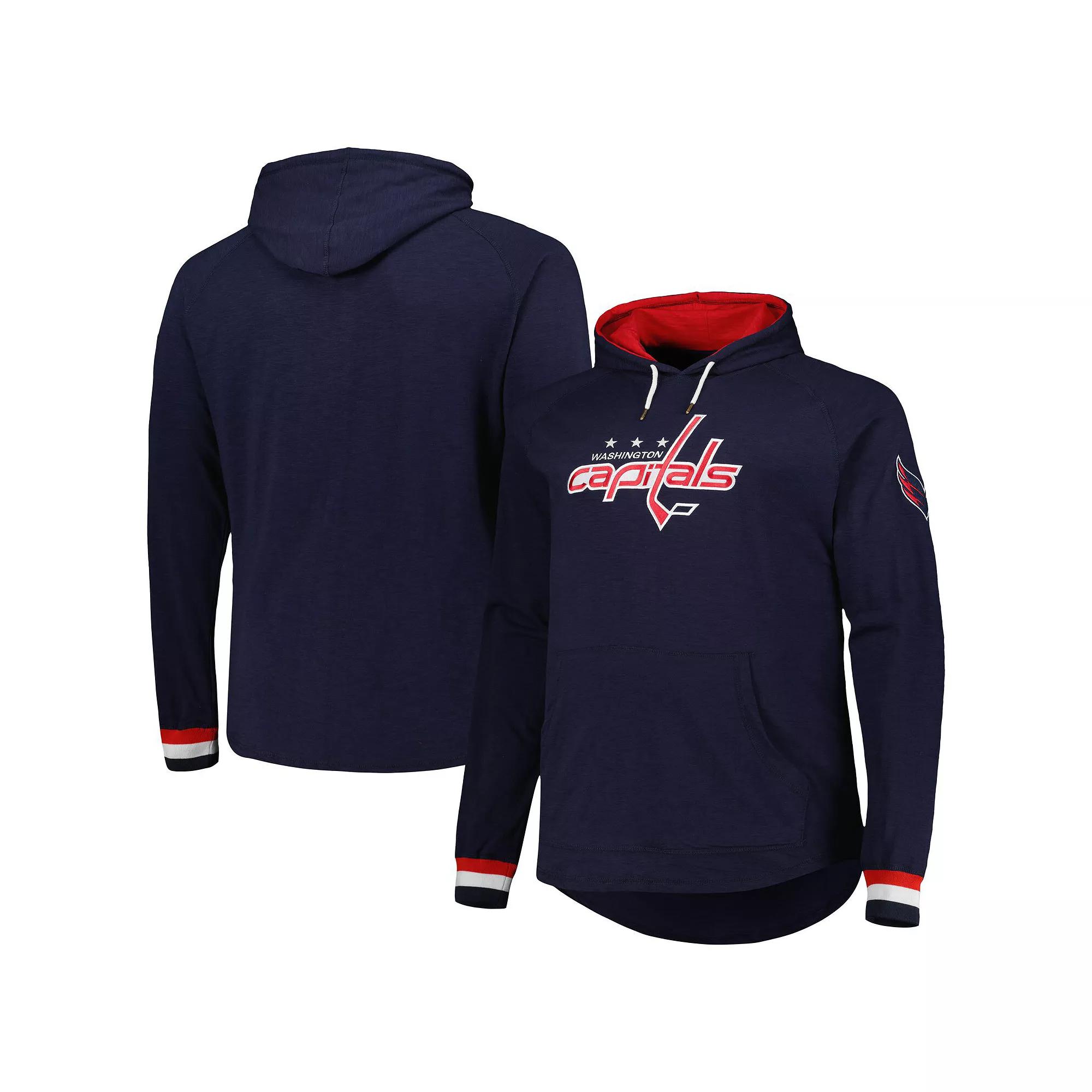 Men's Mitchell & Ness  Navy Washington Capitals Big & Tall Legendary Raglan Pullover Hoodie, Size: 5XB, Blue Product Image