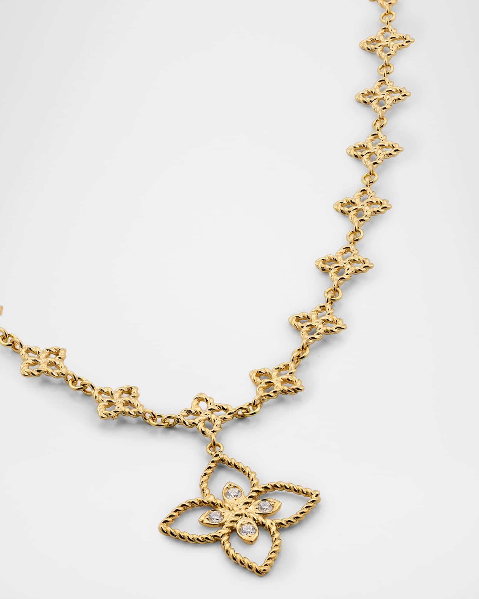 18K Yellow Gold Principessa Diamond Flower Pendant Necklace Product Image