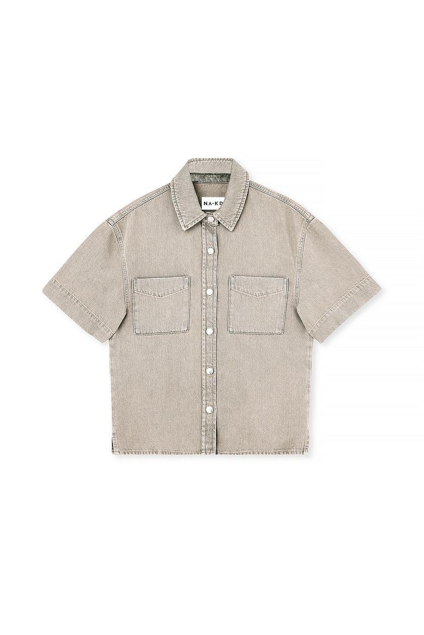 Short Sleeve Denim Shirt Product Image