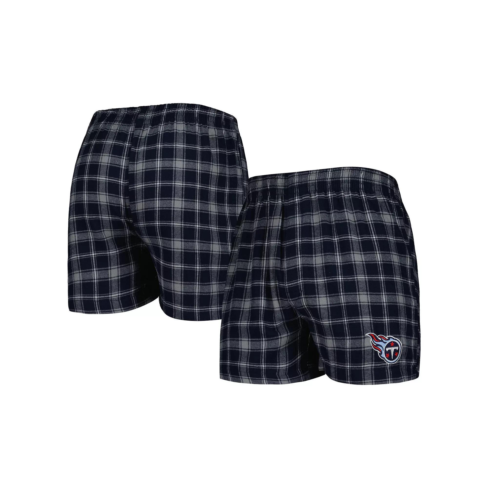 Men's Concepts Sport Navy/Gray Tennessee Titans Ledger Flannel Boxers, Size: 2XL, Blue Product Image