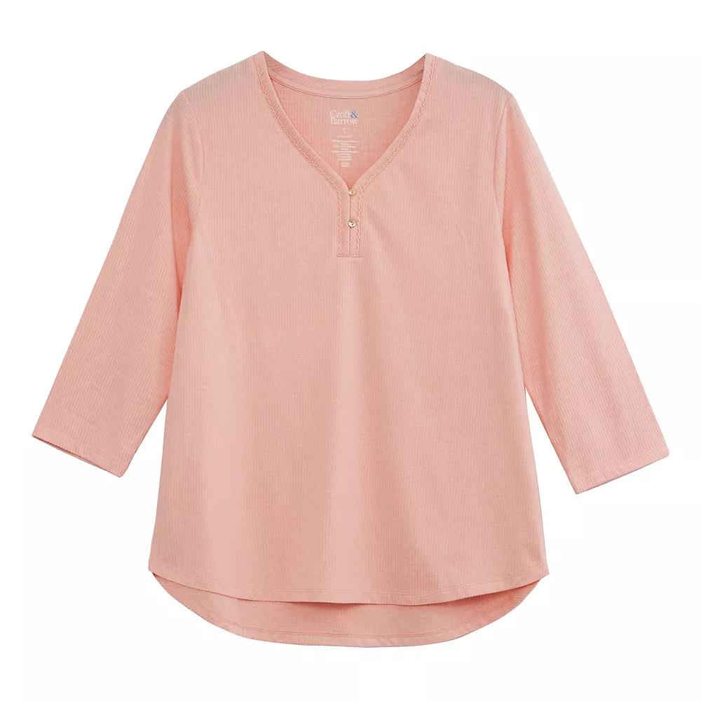Petite Croft & Barrow® Cozy Luxe Rib Sleep Top, Women's, Size: Large Petite, Impatiens Product Image