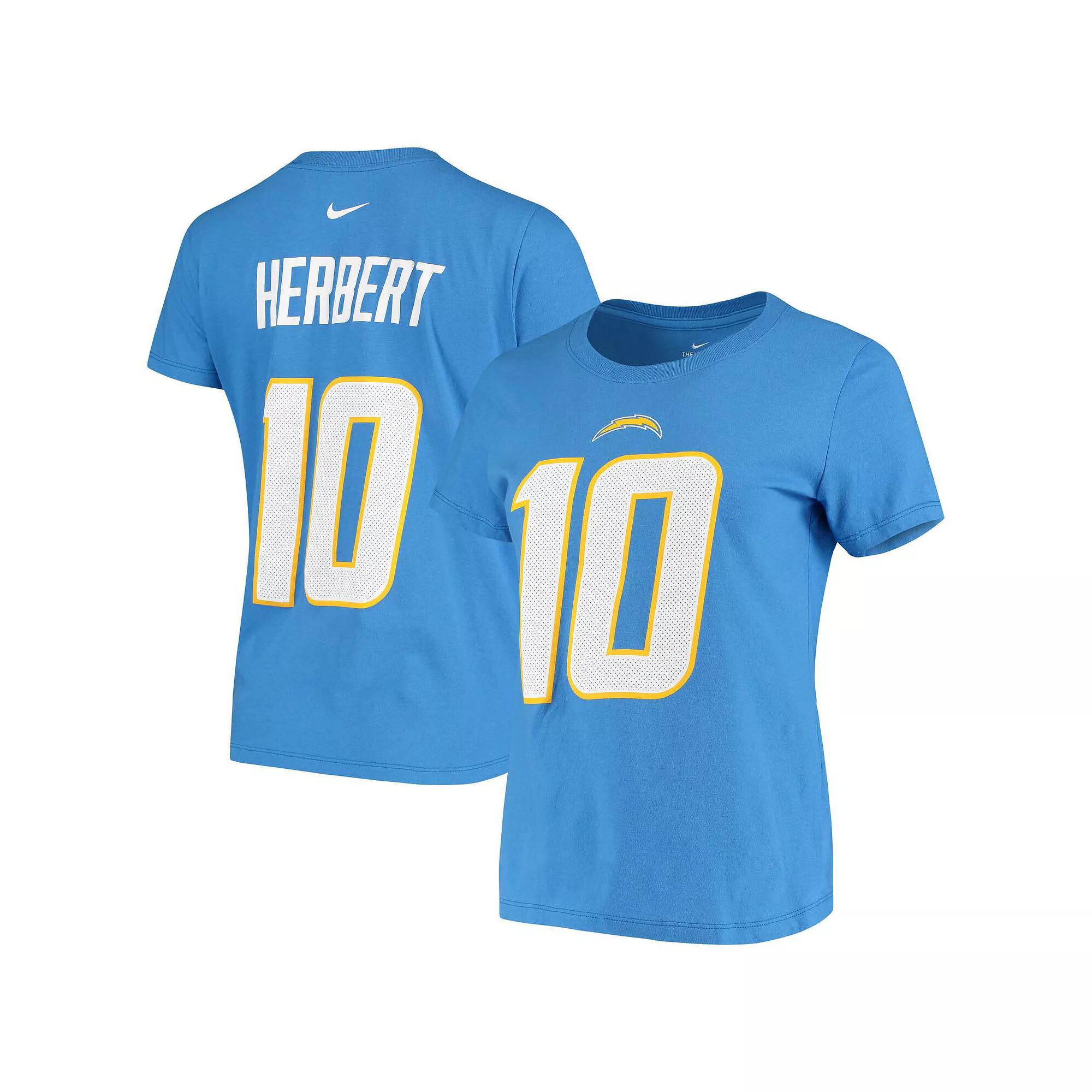 Women's Nike Justin Herbert Powder Blue Los Angeles Chargers Name & Number T-Shirt, Size: Large, Light Product Image