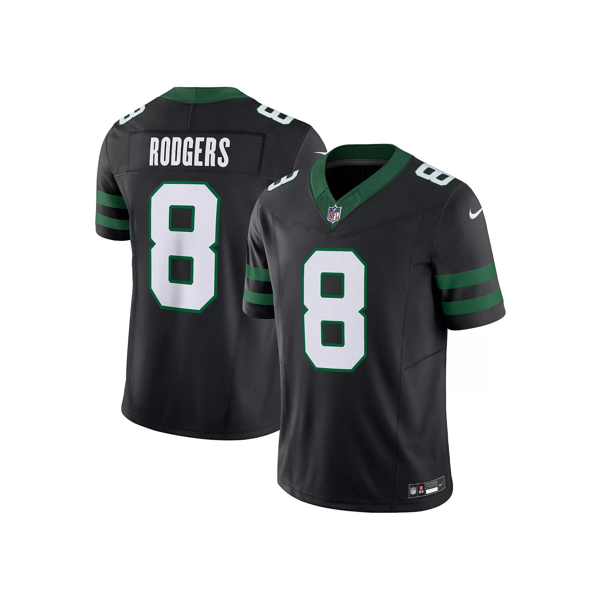 Men's Nike Aaron Rodgers Legacy Black New York Jets Alternate Vapor F.U.S.E. Limited Jersey, Size: 3XL Product Image