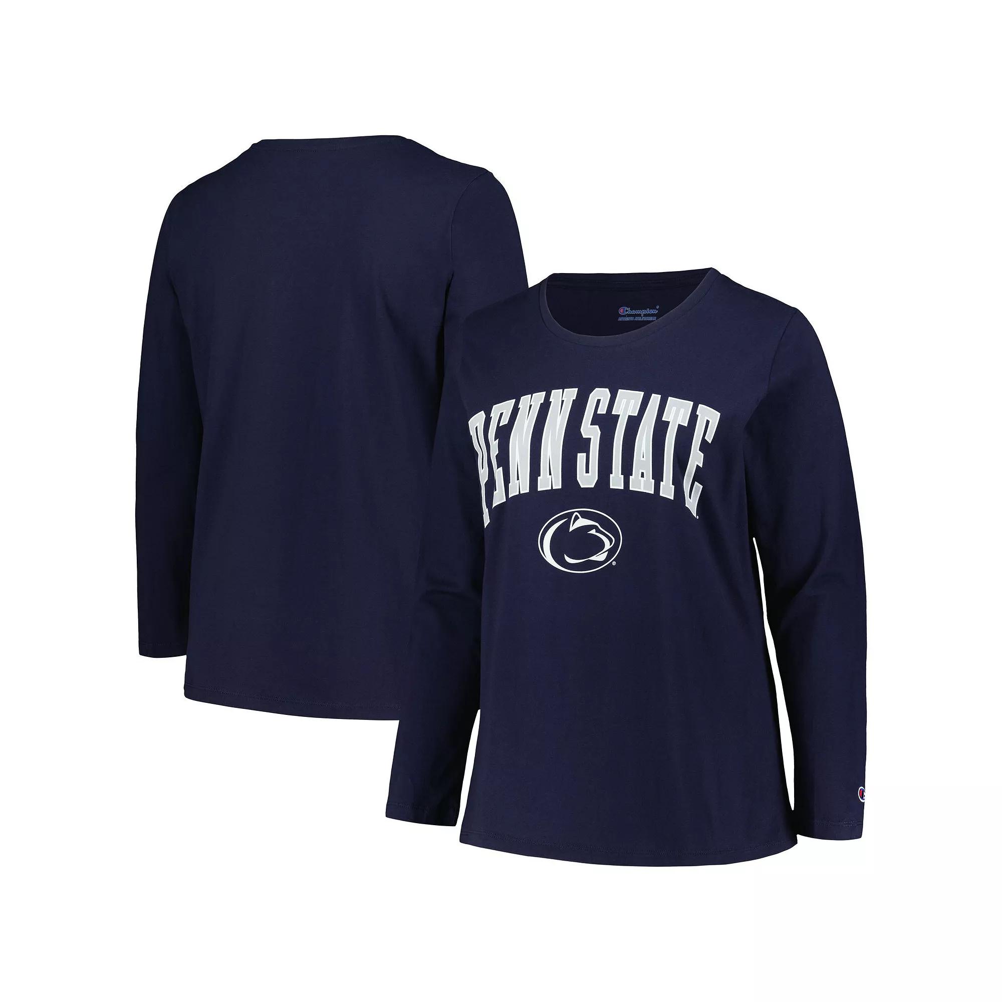 Women's Profile Navy Penn State Nittany Lions Plus Size Arch Over Logo Scoop Neck Long Sleeve T-Shirt, Size: 4XL, Blue Product Image